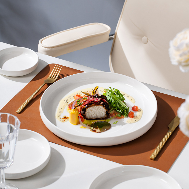 定制陶瓷圆盘深盘器型LOGO酒店瓷家用高温强化瓷微波炉洗碗机可用