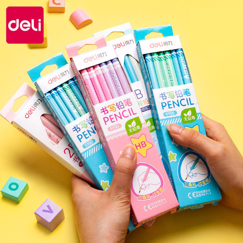 Deli stationery children's HB pencil paper box student 2B pencil primary school writing pen painting sketch pen wholesale