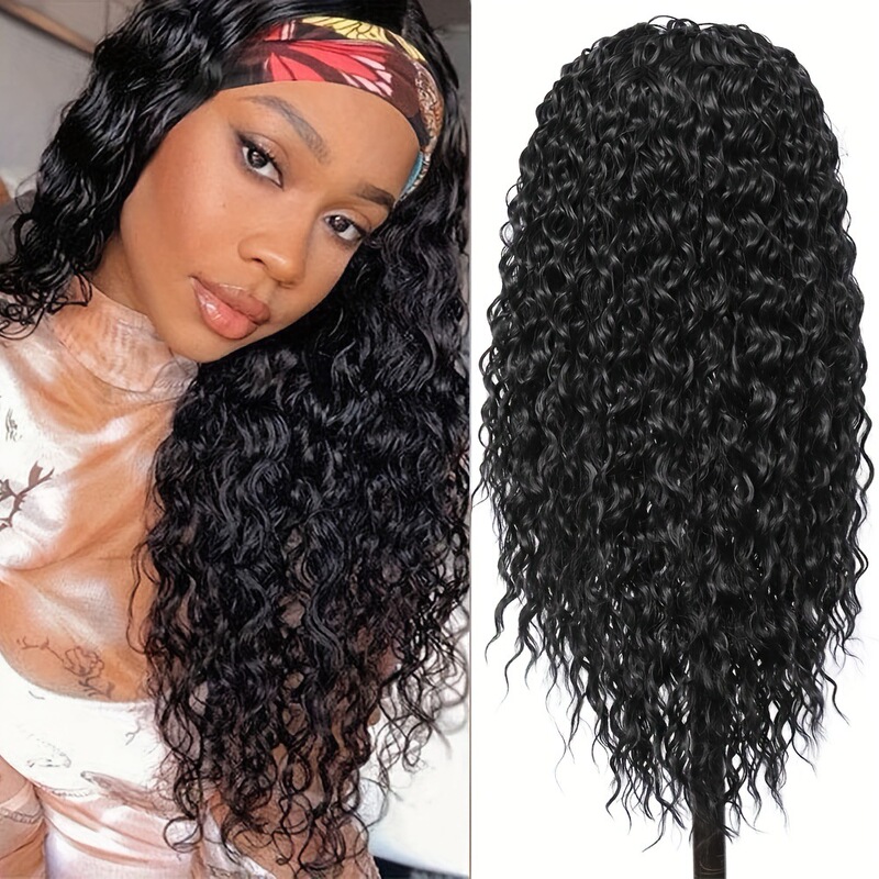 Synthetic Headband Wig, Headband Wig Suitable for Women, Natural Look, Highlight Wavy Wig, Heat-Resistant 66cm