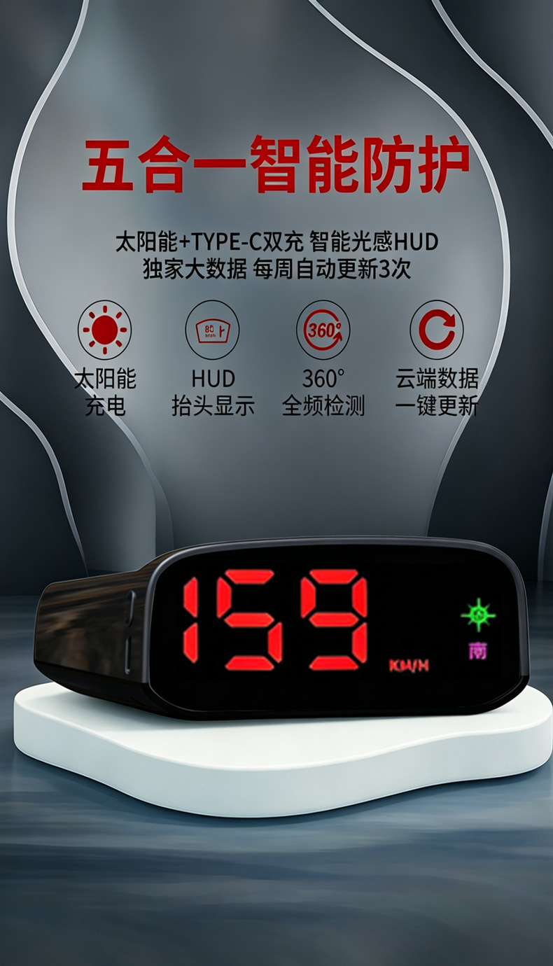 New solar HD precision HUD head-up display dual system GPS Beidou car electronic dog voice broadcast
