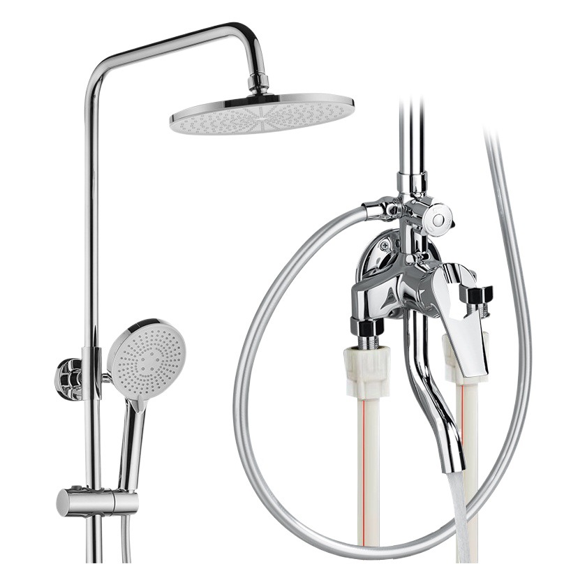 Uno por uno baño abierto montado ducha hogar presurizado baño tubo abierto boquilla de lluvia cobre caliente y fría válvula mezcladora de agua