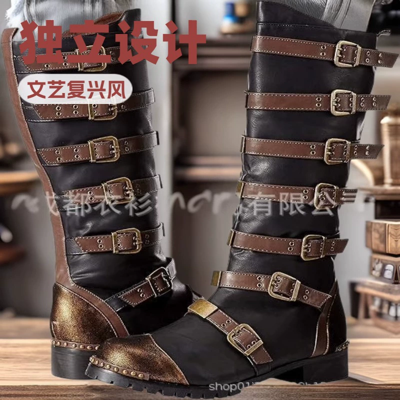 Новые панк-ботинки в стиле средневековья и Ренессанса, большие размеры, мужские ботинки для трансграничной внешней торговли Amazon Independent Station.