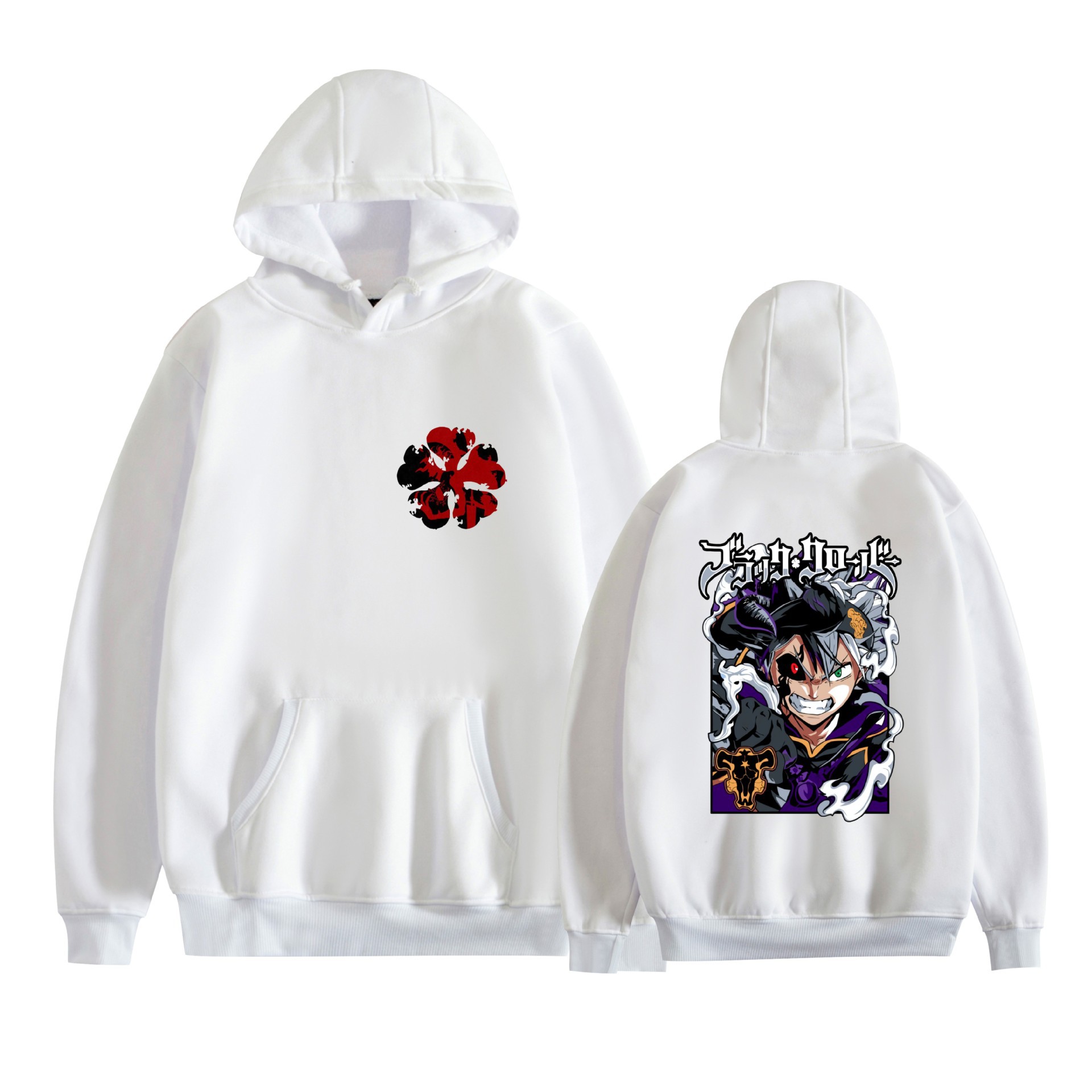 Trébol de cuatro hojas negro nuevo transfronterizo Black Clover animación periféricos hombres y mujeres suéter con capucha suelto casual