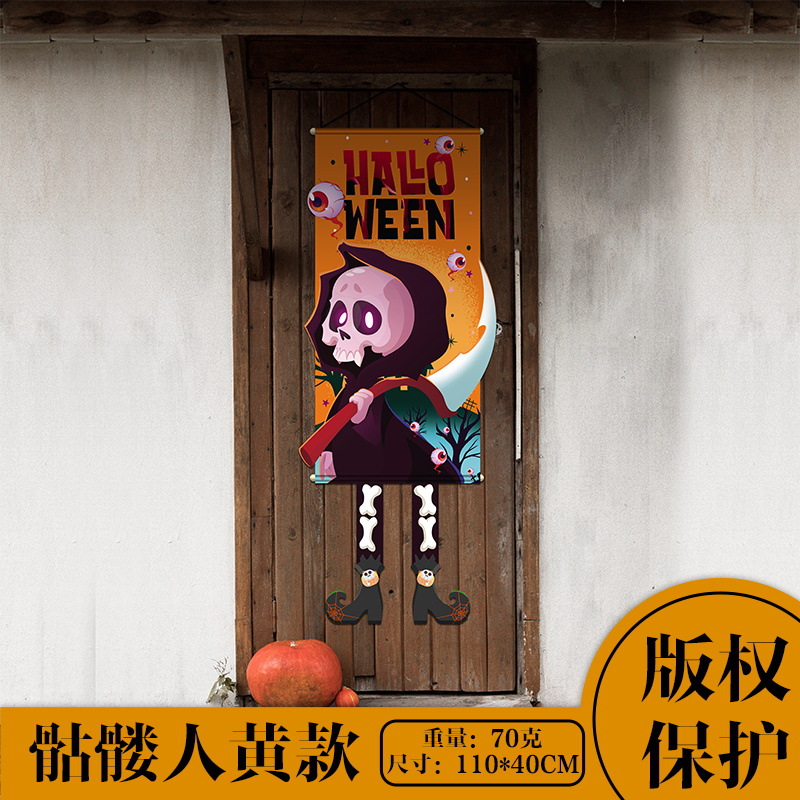 Transfronteriza nuevas decoraciones de Halloween enano adornos de calabaza suministros de fiesta Halloween puerta colgante de tela al por mayor image 13