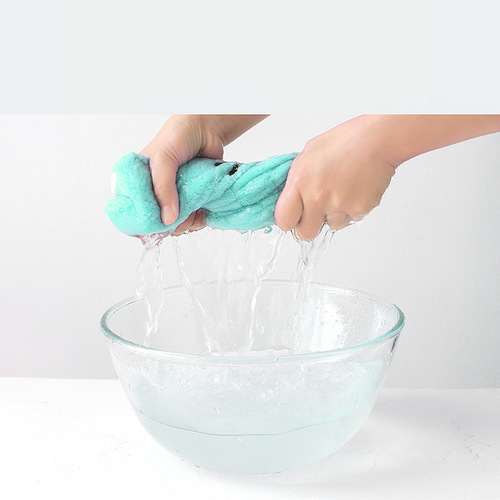 Cartoon coral velvet weft knitted cloth cartoon dry hair cap quick-drying rabbit ears water-absorbent children's thickened shower cap manufacturer wholesale