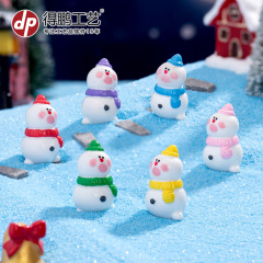 圣诞节卡通可爱围巾雪人树脂摆件微景观雪景装饰品配件桌面小摆件