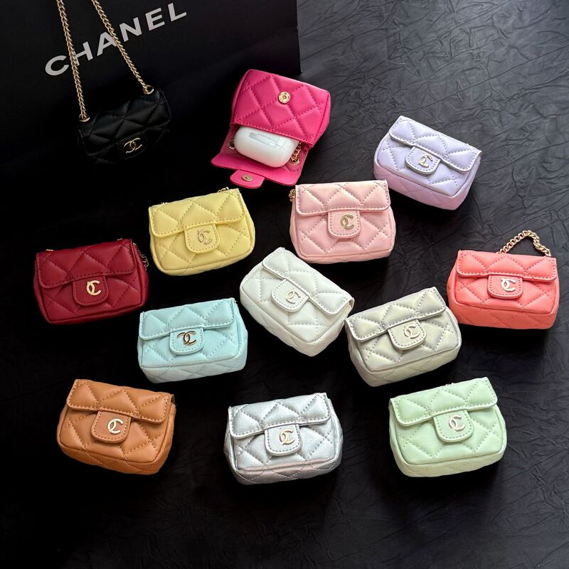 High-End C-Style Quilted Small Fragrance Earphones Suitable for Huawei Apple AirPods Protective Case Crossbody Small Bag Universal