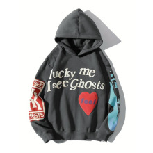 N 35073 Graffiti Printed Fleece Hoodie Ϳѻӡ��������ñ����