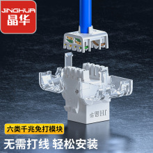 晶华 五类/六类非屏蔽免打模块千兆网络模块RJ45 四芯电话模块RJ1