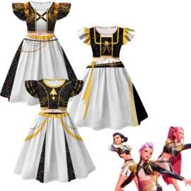 万圣节派对演出服 女团印花中大童飞飞袖公主裙连衣裙Cosplay周边
