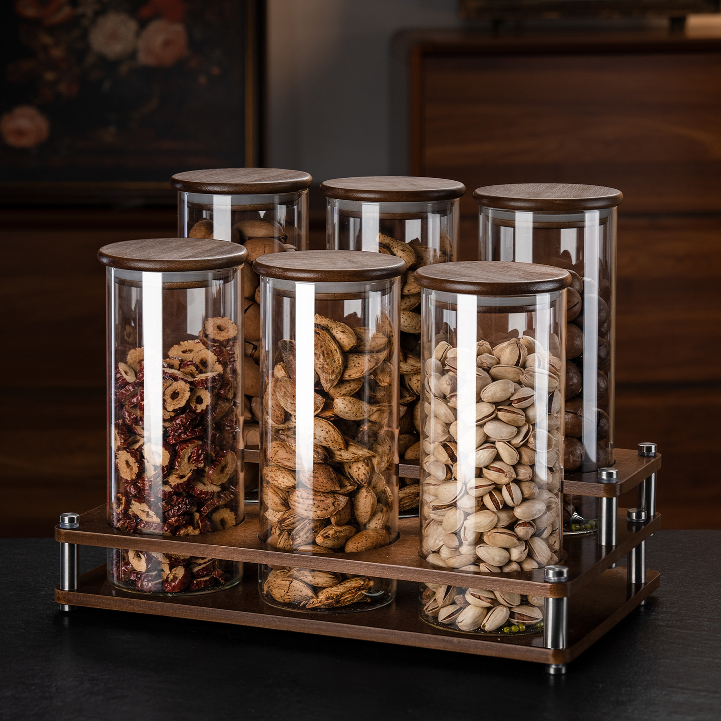 Tanque de almacenamiento de sellado de cocina tanque de almacenamiento de vidrio de gran capacidad tanque de almacenamiento de granos de nueces