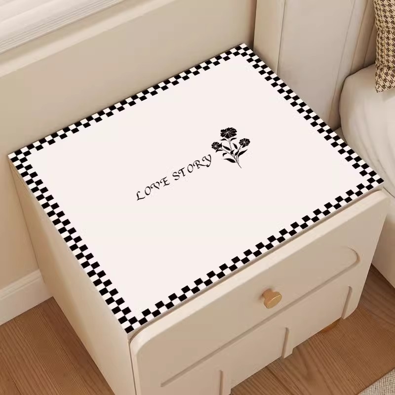 Light Luxury Simple Square Bedside Table Cushion High-grade Sense Leather Texture Tablecloth Waterproof Anti-stain Resistant Cover Tablecloth