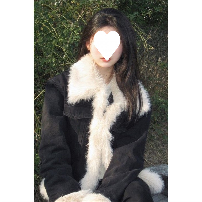 牛仔棉服冬季新款加绒加厚韩版宽松显瘦遮肉复古个性时尚休闲上衣