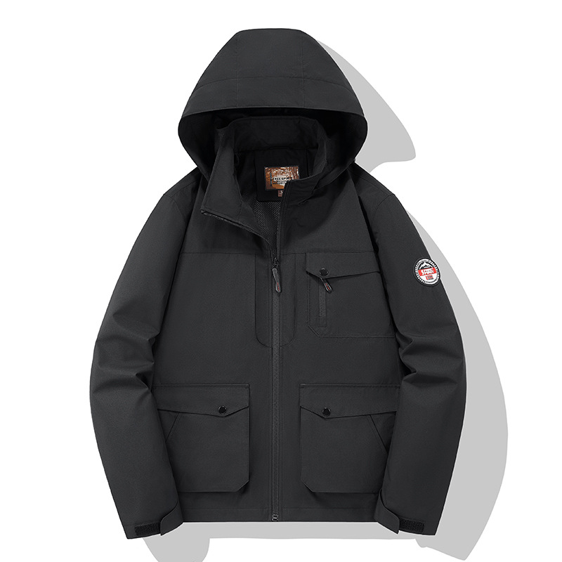 Chaqueta de tamaño grande transfronterizo primavera y otoño chaqueta de hombre a prueba de viento chaqueta impermeable de bolsillo para hombres carga al aire libre chaqueta casual