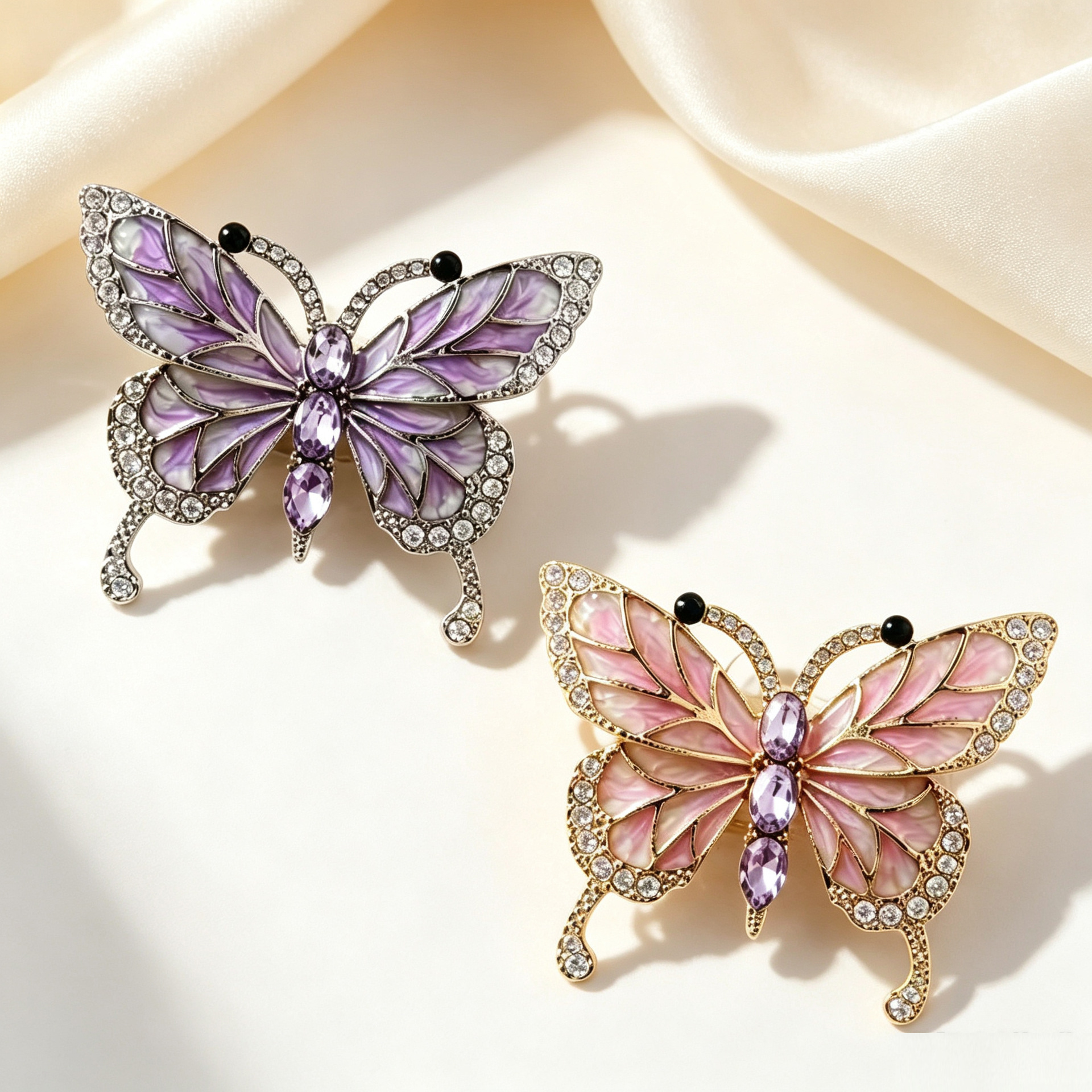 Elegant and romantic style, drip-glaze cold enamel butterfly brooch with colorful wings, wholesale, new retro, light luxury, and fashionable brooch
