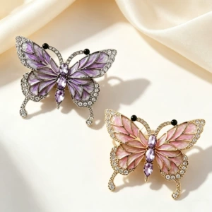 Elegant and romantic style, drip-glaze cold enamel butterfly brooch with colorful wings, wholesale, new retro, light luxury, and fashionable brooch