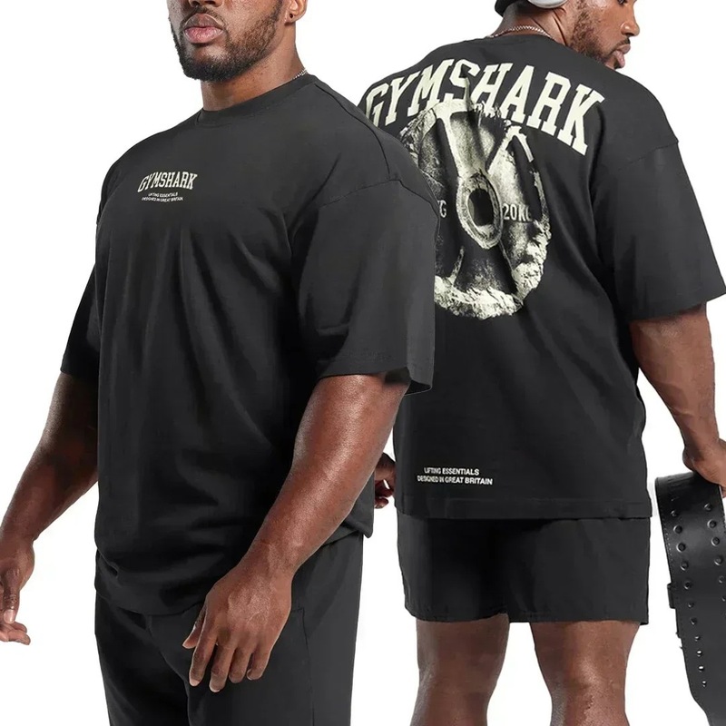 クロスボーダー AliExpress クロスボーダー アメリカ マッスル シャーク Tシャツ ストリート フィットネス 体操 サマー スポーツ フィットネス 半袖 メンズ|undefined