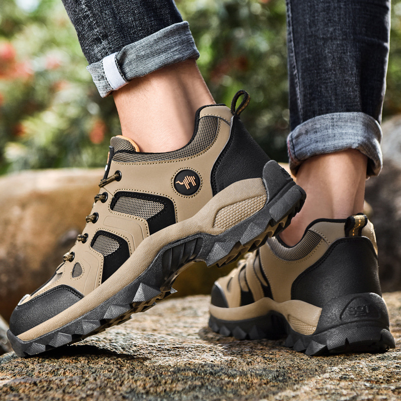Outdoor large size hiking shoes, men's sports shoes, non-slip hiking shoes, mesh breathable casual travel shoes