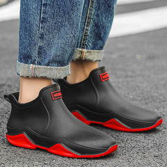 Cross-border new style rider rain boots men's short tube outdoor off-road fashion waterproof shoes women's kitchen rubber shoes light weight slip-on shoes 