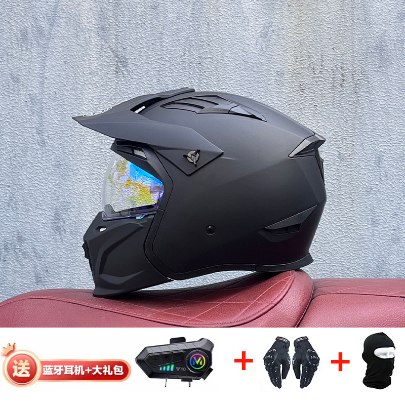 La motocicleta Orz Street Fighter se puede instalar con un casco Bluetooth para hombres y mujeres, un casco completo, una locomotora de cuatro estaciones, un casco combinado 3C extraíble retro