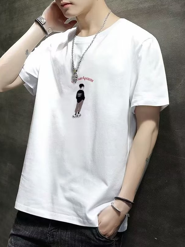 Camiseta nuevo estilo cuello redondo manga corta verano hombres ropa exterior transpirable casual simple camiseta ropa superior