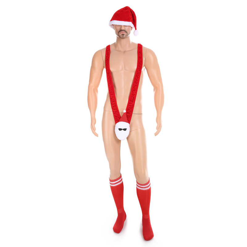 Men's Santa Claus Sex Underwear European and American New Year Role Playing Red Sox Christmas Hat Carpon thong suit