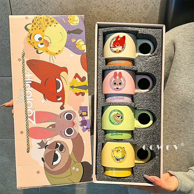 Ceramic Mug Set (Zootopia) 4×300 ml Stacking Cups, Character Couple Gift Box
