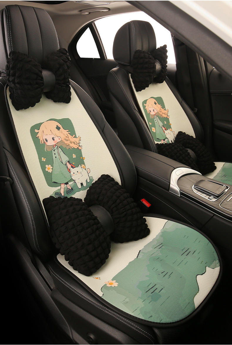 26 Styles of Cute Cartoon Car Seat Cushions for Girls, Suitable for All Seasons, Breathable Summer Cooling Pads, Personalized Goddess Style