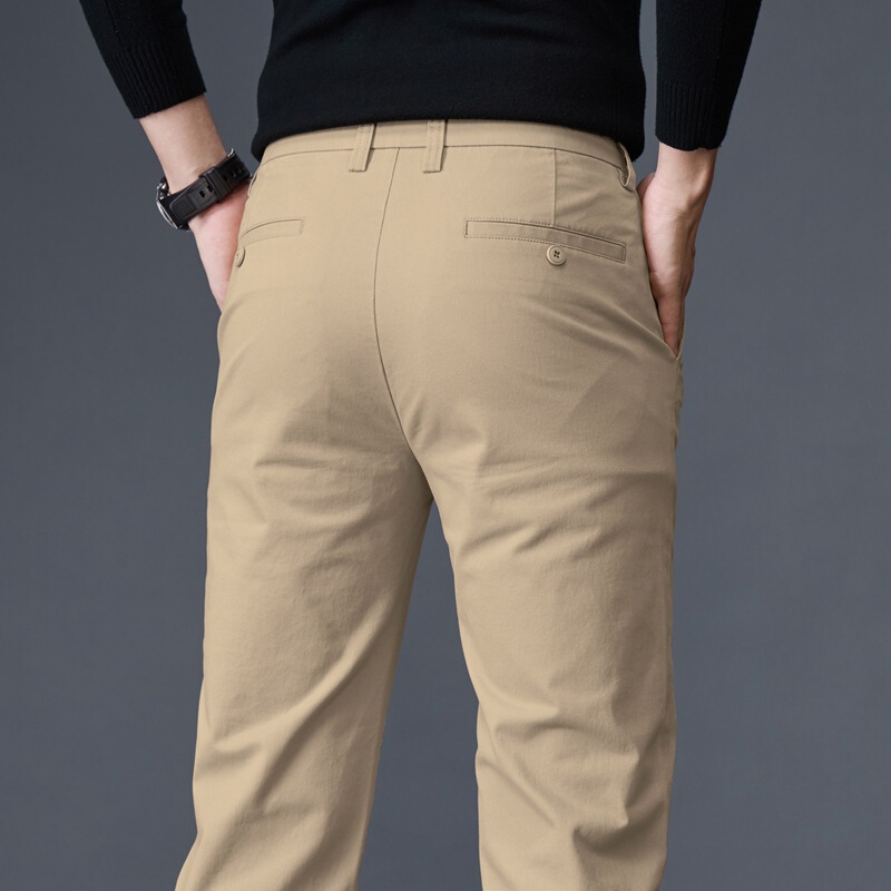 2025 Spring, Autumn, and Winter New High-End Light Luxury Pure Cotton New Casual Pants Men's Straight Slim Fit Stretch Work Pants 2025 Spring, Autumn, and Winter New High-End Light Luxury Pure Cotton New Casual Pants Men's Straight Slim Fit Stretch Work Pants