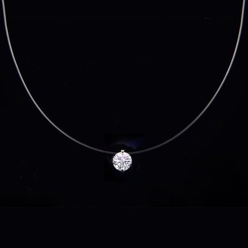 Ins Minimalist Invisible Transparent Fishing Line Necklace, Light Luxury Versatile Diamond Short Necklace Mermaid Tear Clavicle Chain for Women