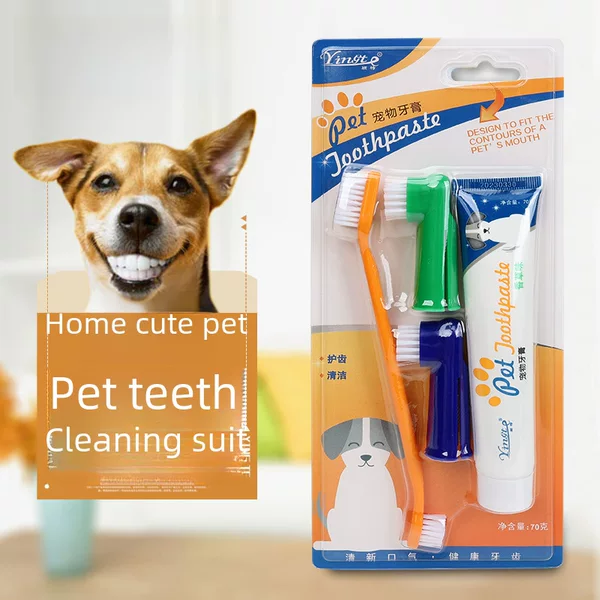 Pet Toothpaste Toothbrush Dog Cat Teeth Cleaning Dog Cat Finger kitten Puppy Disposable Toothbrush Toothpaste suit