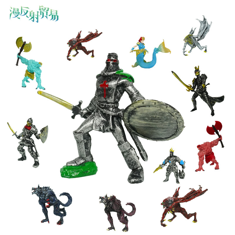 Tomahawk hombre lobo murciélago guerrero armadura guerrero pecera decoración de paisajismo acuario PVC Poseidón Rey del mar Monstruo Adornos