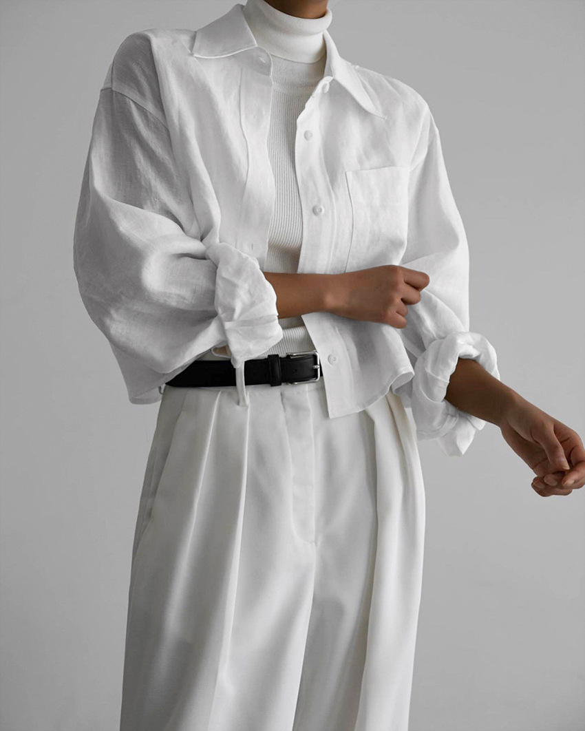 Button Design Wholesale Women's Streetwear Solid Color Long Sleeve Button Blouses