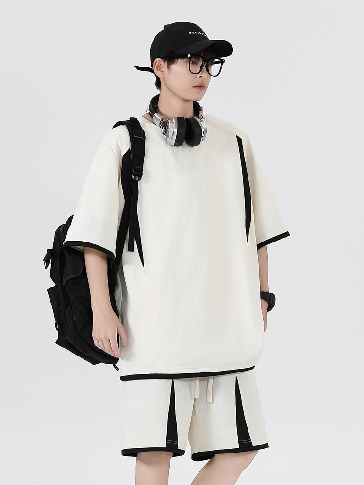 Fábrica directa puede personalizar logotipo impresión juvenil verano nuevo hombre suelto pantalones cortos de mangas cortas juego deportivo