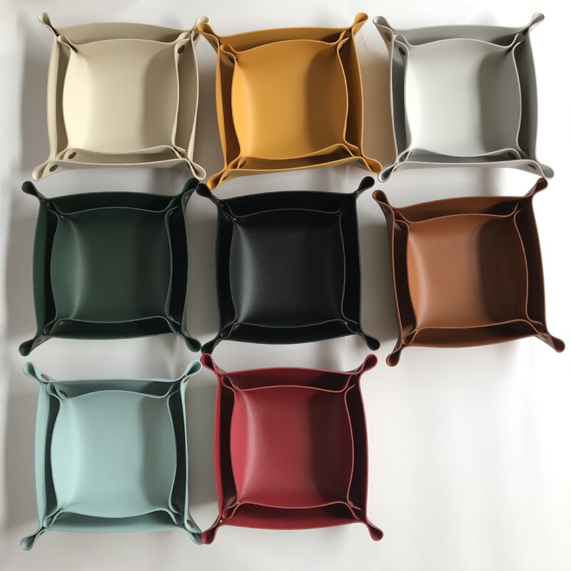 Nordic ins Leather Storage Box Desktop Leather Storage Tray PU Leather Jewelry Cosmetic Key Storage Box