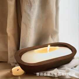 木质蜡烛盘椭圆形香薰蜡烛容器实木香熏蜡烛盘烛台碗氛围木托盘