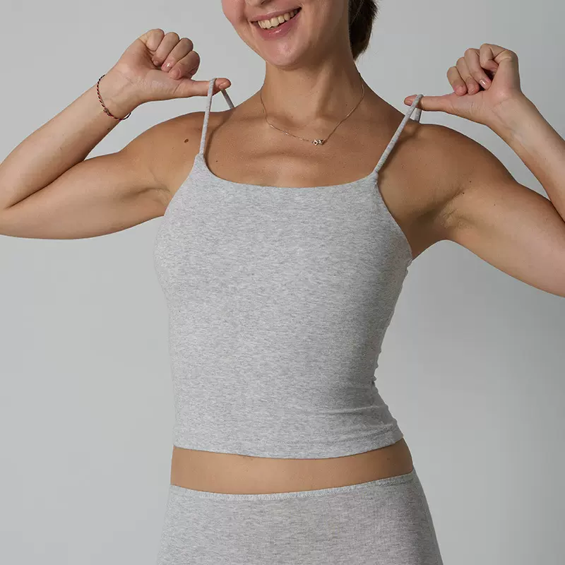 cotton vest 棉氨辣妹吊带背心不带胸垫纯色百搭短款内搭打底女