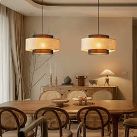 火锅店布艺吊灯侘寂风餐厅藤编吊灯禅意茶室民宿吧台卧室床头吊灯