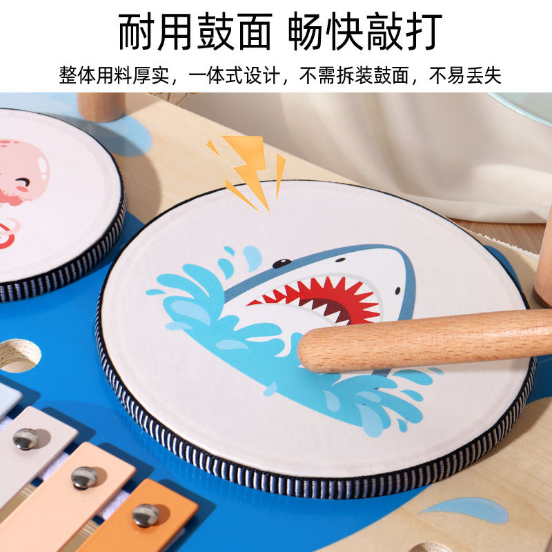 Montessori Educación temprana de madera, batería multifuncional, tocar el piano, liberar talento musical, cognición del color, juguete de iluminación educativo