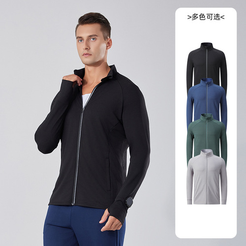 Sports breathable training warm long-sleeved outdoor fitness running casual cuff cover finger stand collar jacket