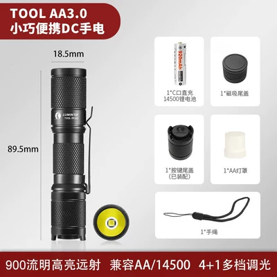 Leimingtu TOOL AA Flashlight - High Brightness, Rechargeable, Ultra-Bright, Long-Range, Mini, Outdoor, Household, Small, Portable, Durable (UV fənərlər) - magnetic-button-dual-tail-cap-black-900-lumens-compatible-with-aa14500-batteries-order-includes-1-battery-magnetic-tail-cap
