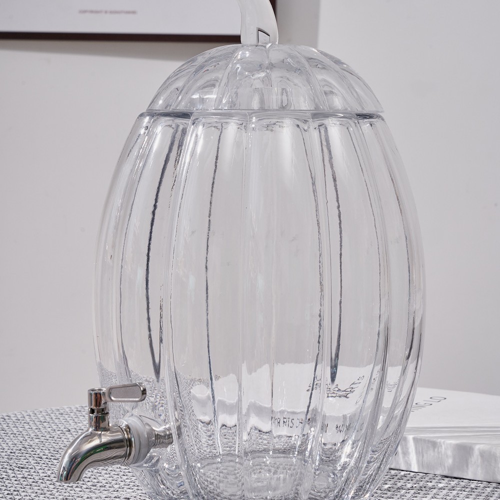 玻璃果汁罐带龙头创意2025新款大容量吹制玻璃高白透明玻璃南瓜瓶