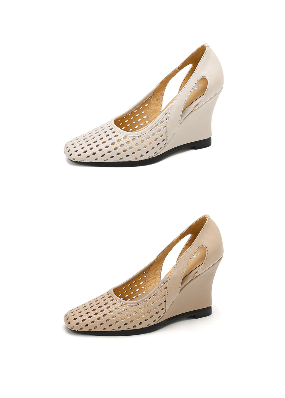 Sandal nữ mũi vuông hở mũi gót xuồng 5 cm – phong cách Pháp — màu trắng ngà, màu mơ chi tiết 21