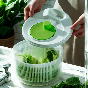 Household Vegetable Salad Dehydrator Kitchen Vegetable Washing Hand Dryer Double-Layer Drain Vegetable Washing Basin Fruit and Vegetable Dryer