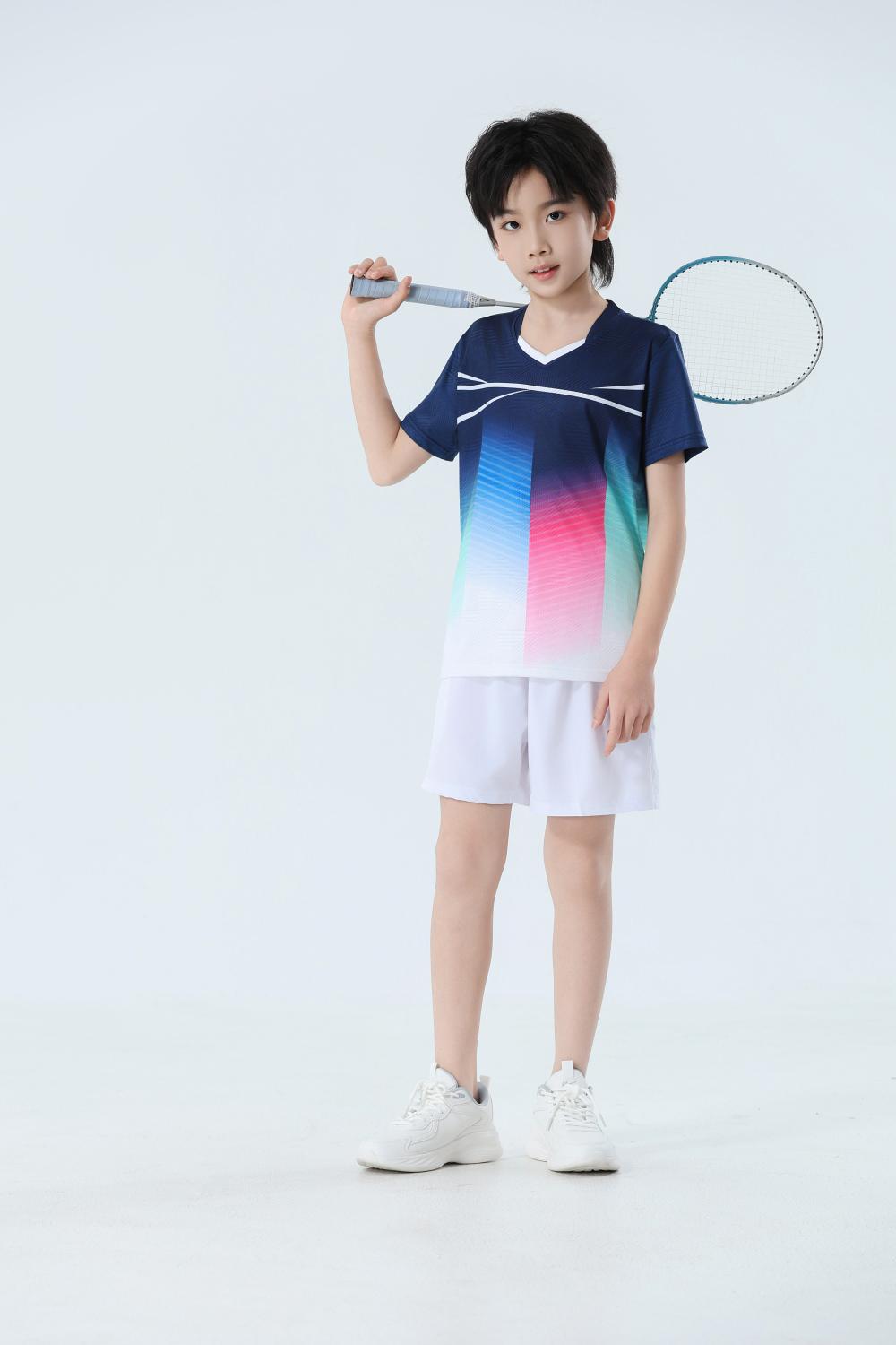 Nuevo set de bádminton transpirable de secado rápido hombre y mujer V-collar chaqueta deportiva para niños adultos con impresión personalizada image 9