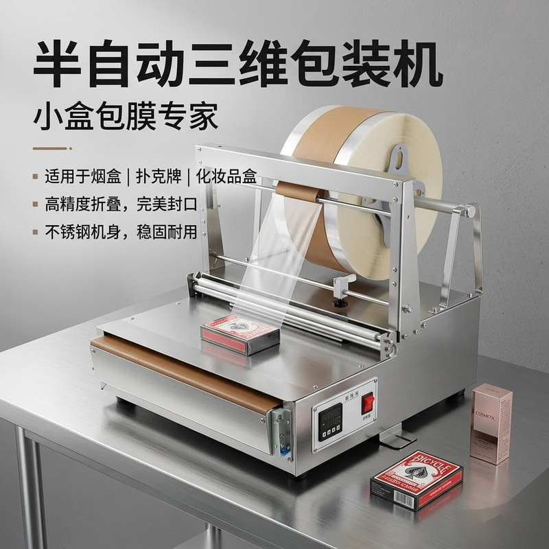 Tissue box three-dimensional packaging machine semi-automatic poker box BOPP film ironing machine cigarette box transparent film cigarette machine