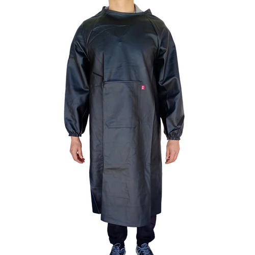 Waterproof leather long-sleeved smock, thickened and fattened, oil-proof aquatic work clothes, reverse dressing pu sleeved apron manufacturer