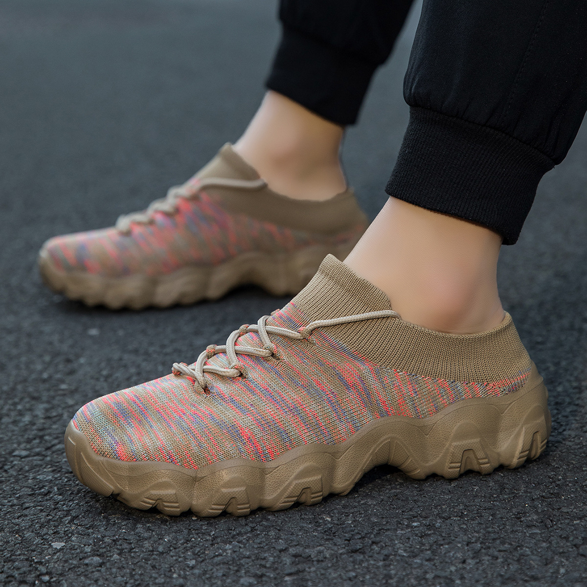 Summer Cross-border Large-size Versatile Fly-knit Breathable Lightweight Sports Casual Couples Outdoor Walking_vogvips.com