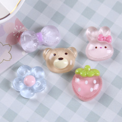 透明クマウサギイチゴ樹脂 diy ジュエリーアクセサリー携帯電話ケース下駄子供のヘアロープパッチ素材