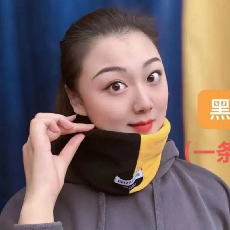 冬季双层加厚保暖奥利绒脖套户外骑行时尚男女拼色套头防寒围脖|undefined